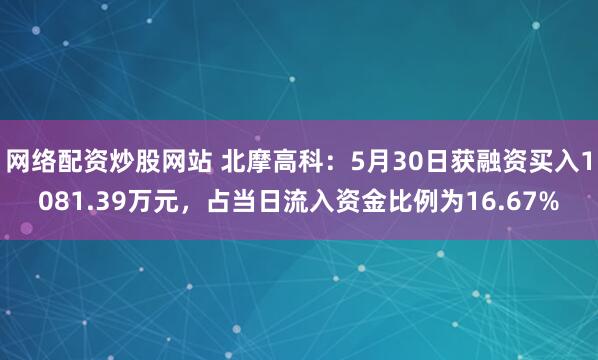 网络配资炒股网站 北摩高科：5月30日获融资买入1081.39万元，占当日流入资金比例为16.67%